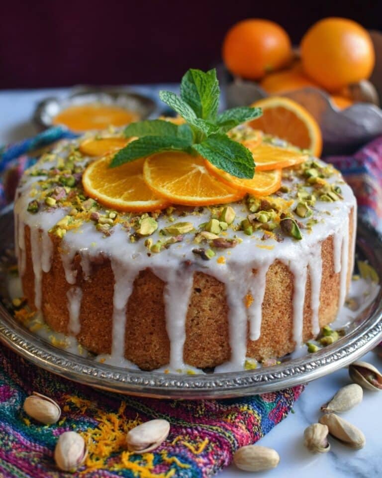 Tunisian Orange Almond Cake with Pistachios and Orange Glaze Recipe