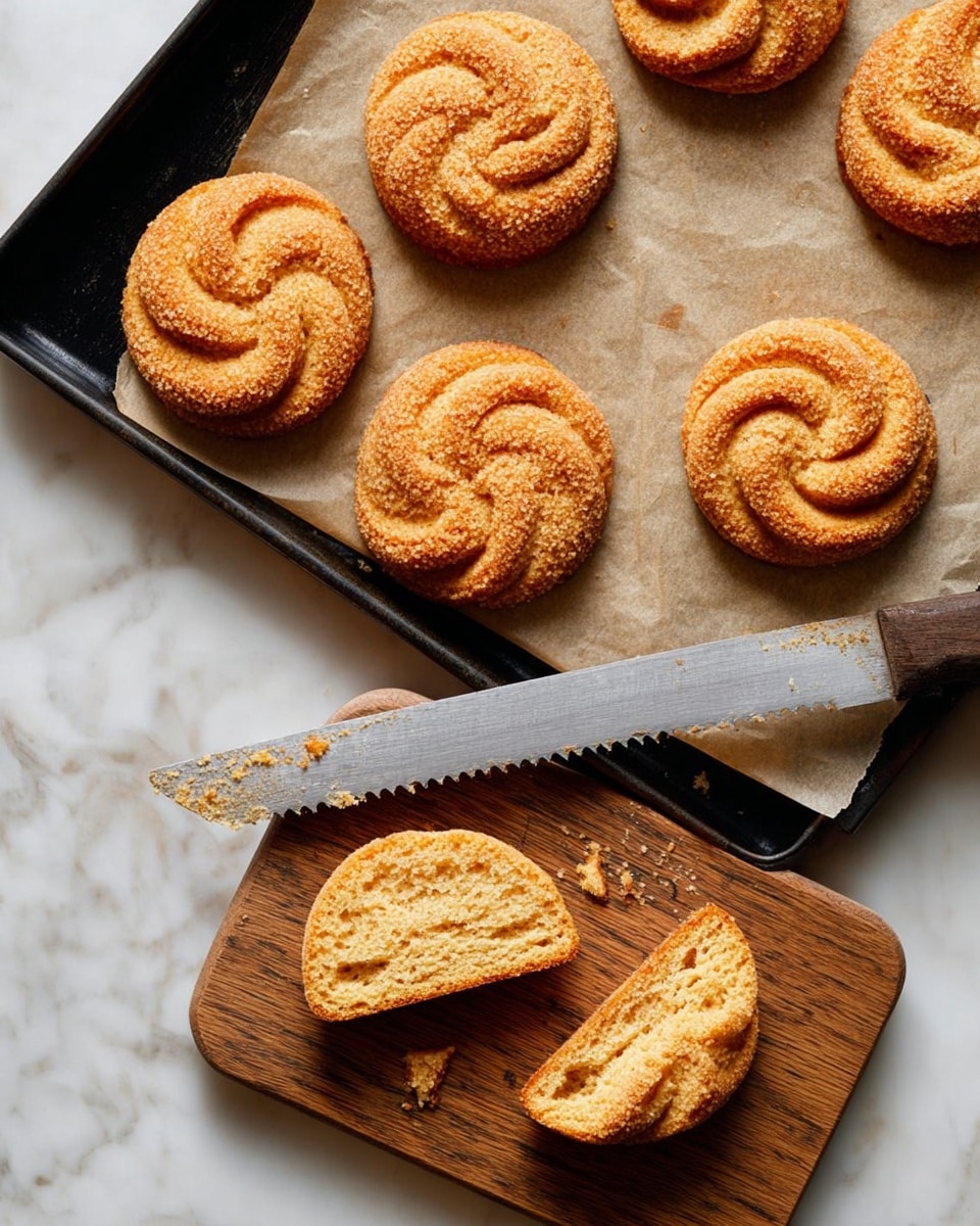 A white plate holds nine small round cream puffs arranged neatly, each topped with a swirl of light beige cream dusted with powdered sugar. The cream puffs are golden brown with a slightly crisp exterior. One cream puff is cut in half, showing two layers: a thin, golden-brown outer shell and a thick, smooth, pale cream filling inside. The plate is placed on a white marbled surface with gold veins. photo taken with an iphone --ar 4:5 --v 7