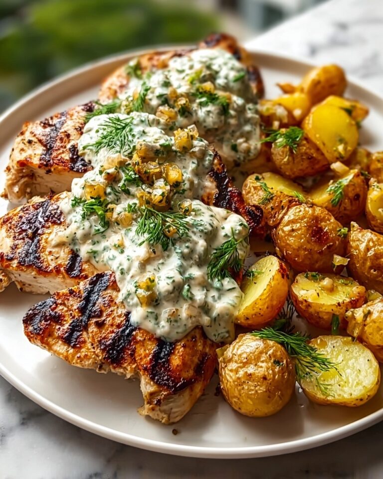 Spicy Yogurt Marinated Chicken with Dill Feta Cream & Crispy Baby Potatoes Recipe