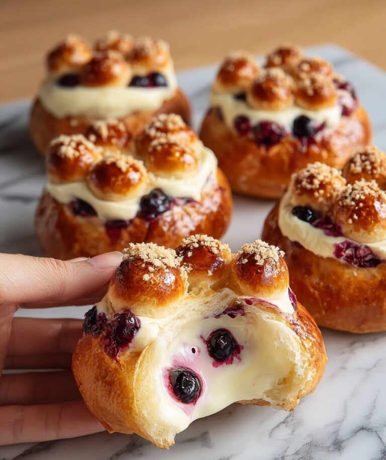 Danish Carnival Buns with Vanilla Cheesecake and Blueberry Filling Recipe