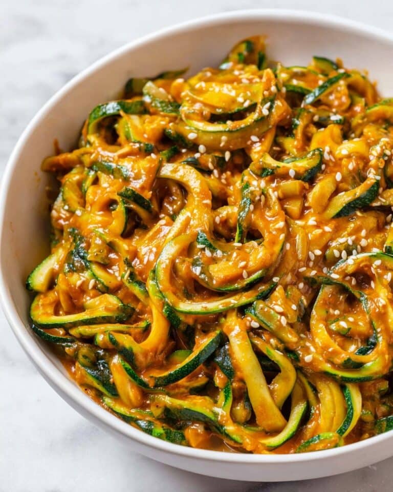 Chinese Zucchini Noodles with Spicy Sesame Tahini Sauce Recipe