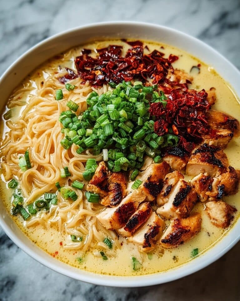 Fiery Chicken Ramen with Creamy Garlic Sauce Recipe