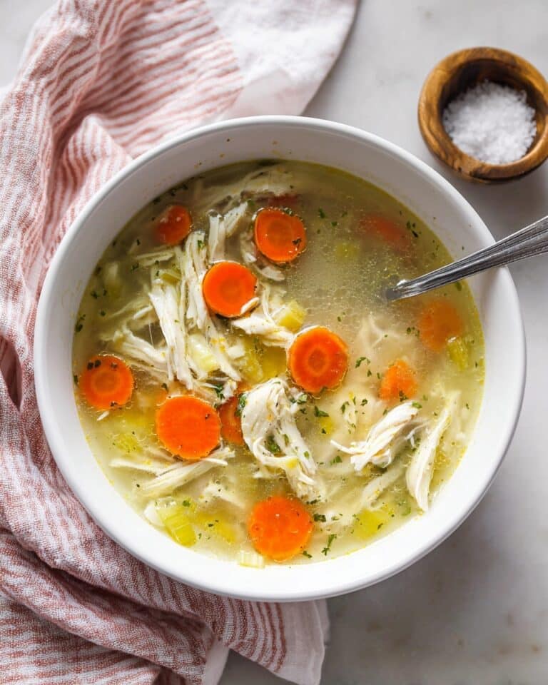 Homemade Chicken Soup with Fresh Vegetables and Lemon Recipe